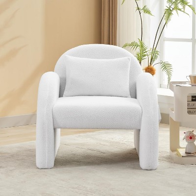 Acekool Cloud-Loft Armchair - Plush Boucle Accent Chair for Living Room & Bedroom, Compact Modern Design, White