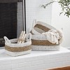 2pk Wood Natural Storage Baskets White - Olivia & May: Polyrattan Decorative Rectangle for Tabletop, Nautical Style - 2 of 4