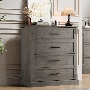 4/5 Drawer Dresser for Bedroom, Farmhouse Tall Chest of Drawers with Metal Handles, - 1 of 4