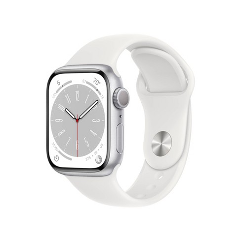 Apple Watch Series 8 GPS 41mm Silver Aluminum Case with White Sport Band -  M/L