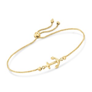 Ross-Simons 14kt Yellow Gold Nautical Anchor Bolo Bracelet Size - 1 of 4