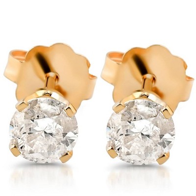 Pompeii3 1/4ct Round Cut Diamond Studs Earrings 14K Gold
