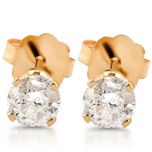 Pompeii3 1/4ct Round Cut Diamond Studs Earrings 14K Gold - 1 of 2