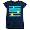 Easter Peeping Behind Stripes Women's T-Shirt Navy - 4 of 4