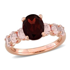 EVERLY JEWELRY | Rose Plated Sterling Silver 3 CT TGW Garnet Morganite Fashion Ring - 1 of 4