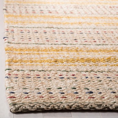 Ivory and Gold 6' Square Handwoven Jute Area Rug