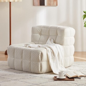 Cozy Corduroy Bean Bag Chair, Lazy Floor Sofa with Tufted Design and Plush Comfort - 1 of 4