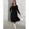 BLUEMING Womens Plus Size Ribbed Knit Sweater Dress Long Sleeve Square Neck Flowy Comfy Casual Dress - 4 of 4