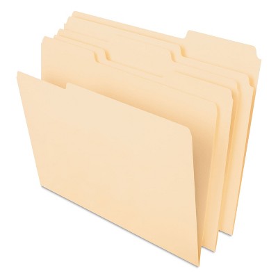 Pendaflex CutLess File Folders 1/3 Cut Top Tab Letter Manila 100/Box 48420