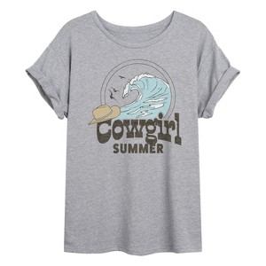 Women's - Instant Message - Cowgirl Summer Oversized Graphic T-Shirt - 1 of 4