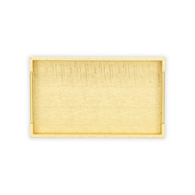 HomeRoots 16" Gold Wood Geometric Serving Tray With Handles