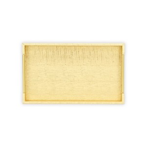 HomeRoots 16" Gold Wood Geometric Serving Tray With Handles - 1 of 4