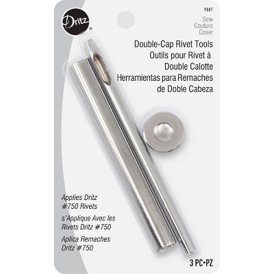 Dritz Double-Cap Rivet Tools Hole Punch Anvil & Setter: Metal Craft Hand Tools for Leather & Binder Riveting