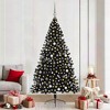 vidaXL Artificial Pre-lit Christmas Tree with 300 LEDs Black 82.7" PVC - 2 of 4