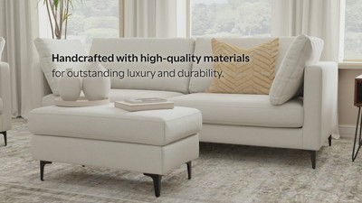 Lana 90'' Cream Mid-Century Modern Sofa with Metal Legs