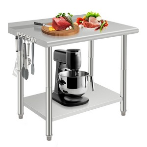 Stainless Steel Table, Heavy-Duty Metal Commercial Prep Table with Open Storage Racks for Restaurant Kitchens, Home, Hotels, Food Preparation - 1 of 4