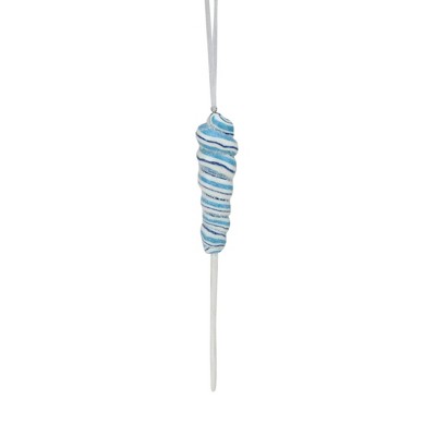 Northlight 7.5" Blue and White Glittered Spiral Twist Lollipop Christmas Ornament