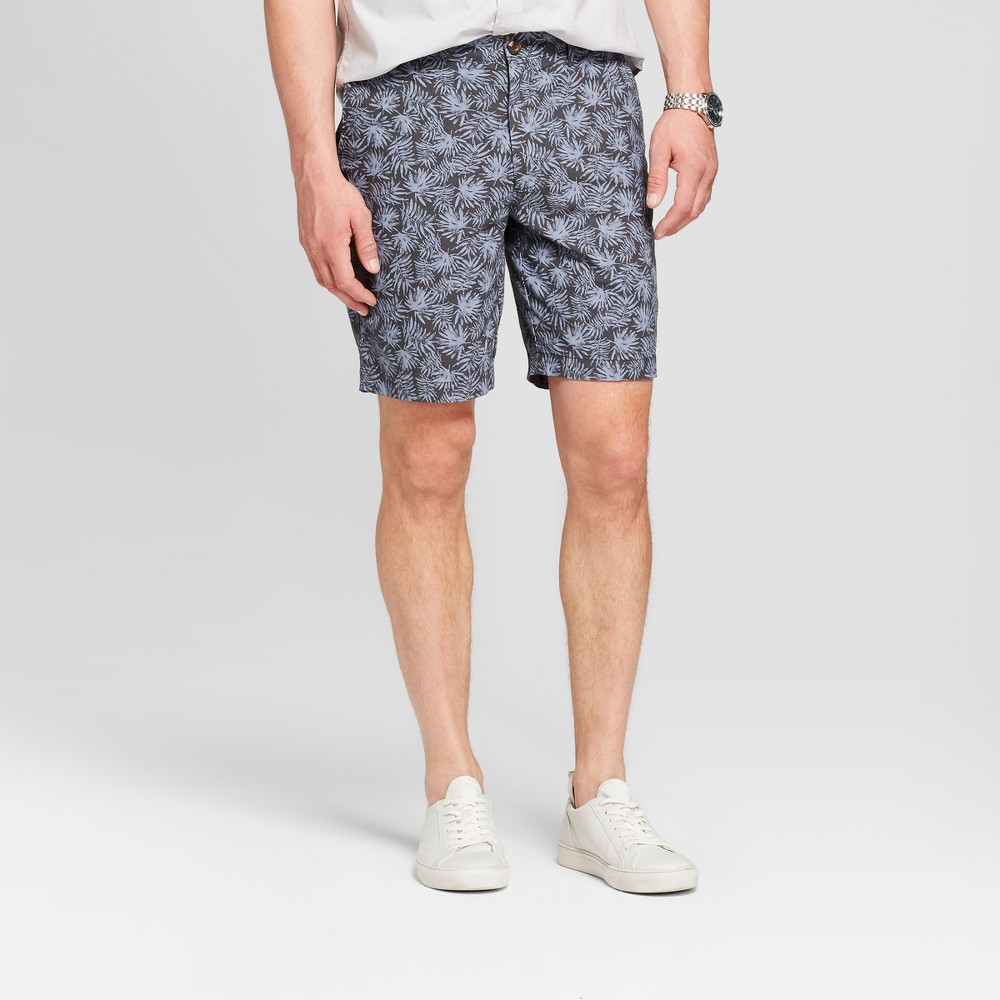 Men's 9 Printed Linden Flat Front Shorts - Goodfellow & Co Railroad Gray 32 was $18.99 now $13.29 (30.0% off)