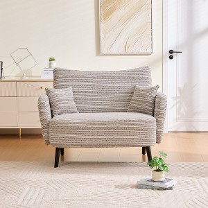 Kumasinova Modern Two-Seater Sofa,Stripe Sofa with Armrest,Pillows,Storage Pockets,Deep-Seated Tufted Backrest Sofa for Bedroom,Apartment,Office - 1 of 4