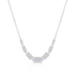 Diamonds D'Argento Sterling Silver Rectangle Graduating Diamond Necklace - (152 Stones) - Silver - 16+2 Inch - 1 of 2