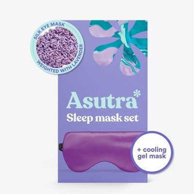 Asutra Natural Sleep Mask Set with Weighted Lavender Silk Eye Pillow & Cooling Gel Mask - 2pc