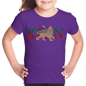 LA Pop Art Girl's Word Art T-shirt - Zion - One Love - 1 of 4