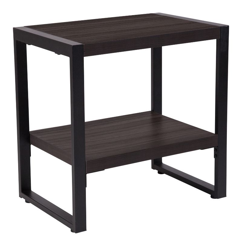 Flash Furniture Thompson Collection Charcoal Wood Grain Finish End Table with Black Metal Frame, 1 of 3