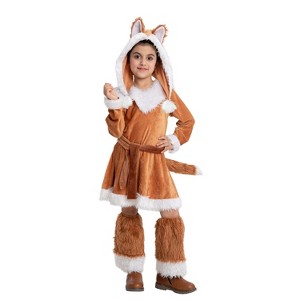 Joyfy Halloween Fox Costume for Girls, Kids Fox Costume Child for Halloween Dress Up, Jungle-themed Party - 1 of 4