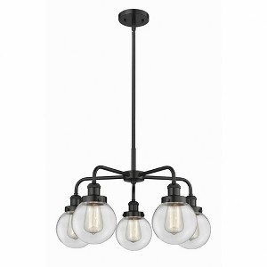Beacon - 5 Light Stem Hung Chandelier In Art Deco Style-15.13 Inches Tall and 24 Inches Wide - 1 of 1