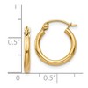Black Bow Jewelry 2mm x 15mm 14k Yellow Gold Classic Round Hoop Earrings - 4 of 4