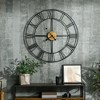 HOMCOM 36 Inch Large Wall Clock, Silent Non Ticking Wood Metal Farmhouse Roman Numeral Clocks for Living Room Decor, Battery Operated, Black - 3 of 4