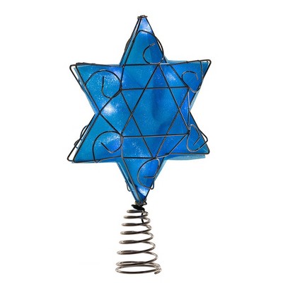 12.4" Blue and Silver Plastic Hanukkah Star Tree Topper