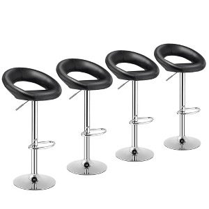 Tangkula Set of 4 PU Leather Bar Stools Adjustable Kitchen Counter Chairs Black - 1 of 4