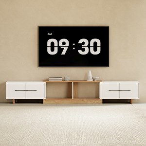 JVNOXK-Modern Entertainment Center with Extendable TV Stand Features 4 Large Storage Cabinets Accommodates up to 120-inch TV Ideal for Living Rooms - 1 of 4