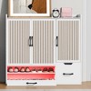 MOEPISY Multi-functional Shoe Cabinet with Adjustable Shelves, Stool, Retractable toe-kick drawer, White - 4 of 4