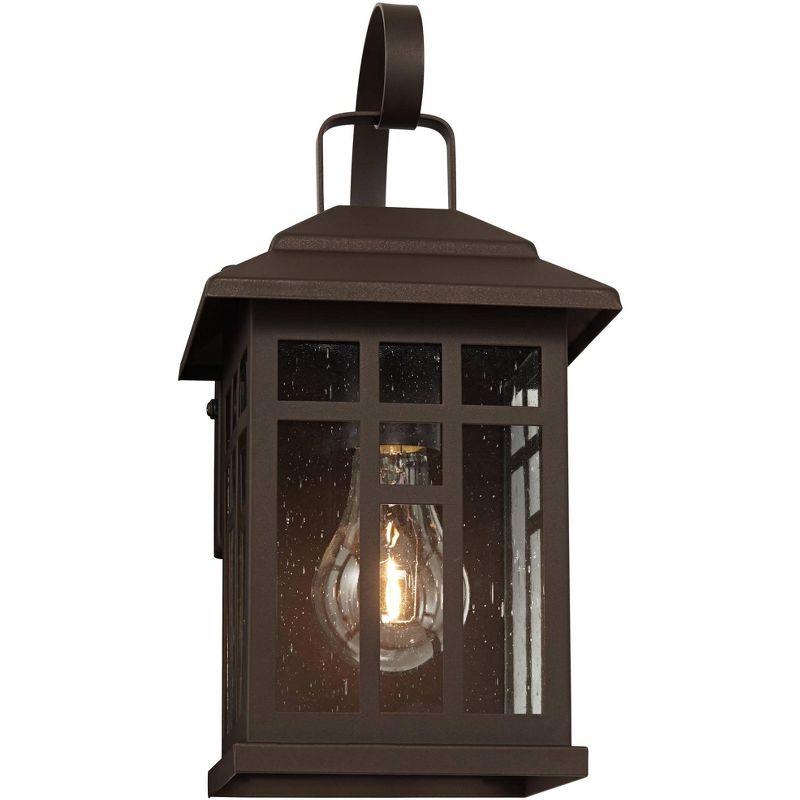 John Timberland Outdoor Wall Lights Set of 2 Fixture Carriage Style Bronze 12 1/2" Clear Glass Lantern Exterior House Porch Patio, 5 of 10