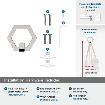 Polished Chrome Hexagonal Decorative Wall Hook