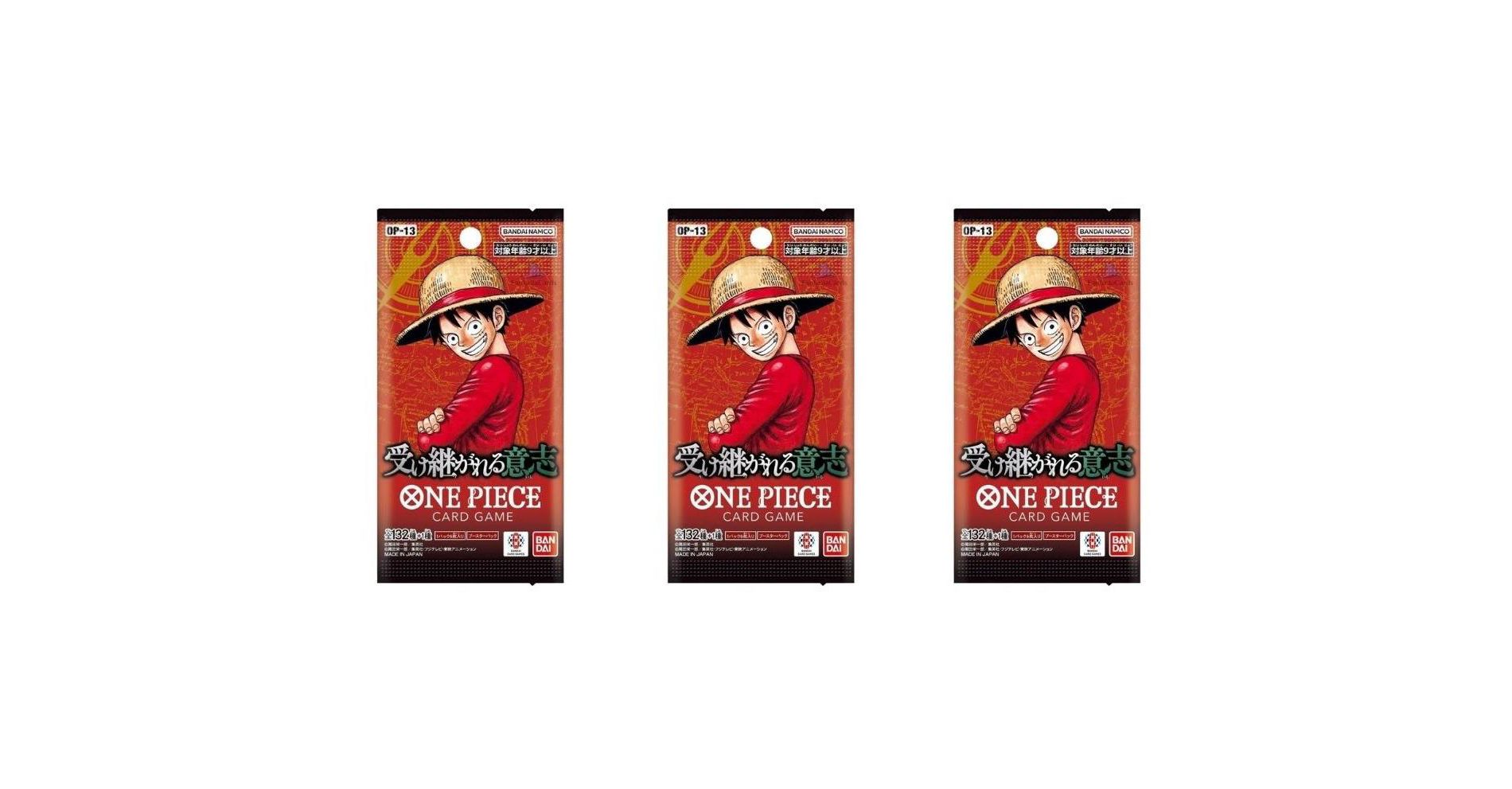 BANDAI One Piece Card Game Carrying On His Will OP-13 Booster Pack (Japanese) - 3 Packs - 18 Cards