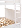 PAGED Simple Wooden Loft Bed Bunk Bed with Desk, Twin Size Bed Frame with Storage Shelves, Drawers, LED Light and Guardrail for Kids, Teens - 3 of 4