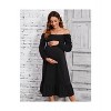 Clearlove Expecting Mothers' Square Neck Long Sleeve Maternity Dress Stretchy Comfort with Flattering Silhouette - 3 of 4