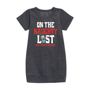 - SpongeBob SquarePants - Plankton Naughty List Graphic Short Sleeve Fleece Dress - 1 of 4
