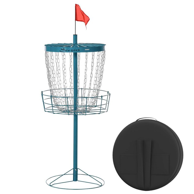 Soozier Portable Disc Golf Basket Target with 24-Chain, Transit Bag, 1 of 9