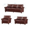 PU Leather Sofa with Nailhead Trim, Rolled Arms, and Rubber Wood Legs – Classic Upholstered Sofa Couch for Living Room - HABITRIO - 3 of 4