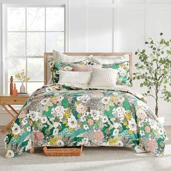 Chic Home Everly Green 3 Piece Reversible Floral Duvet Cover Set Bedding