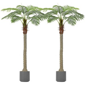 Artificial Palm Tree Set of 2, Lifelike Faux Coconut Silk Plants with Sturdy Base, Indoor Outdoor Tropical Decor for Home & Office - 1 of 4