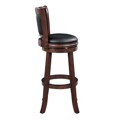 Cappuccino Wood and Leather Extra Tall Swivel Bar Stool