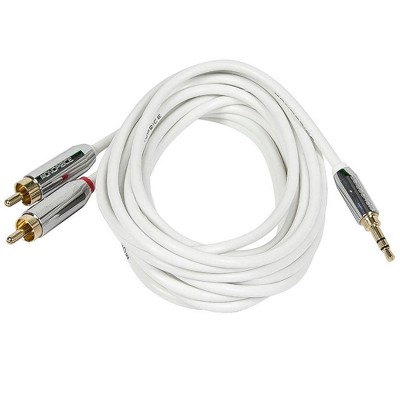 Monoprice Audio Cable - 6 Feet - White | Stereo Male to RCA Stereo Male Gold Plated Cable for Mobile