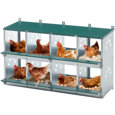 Chicken Nesting Box, 8 Compartment Wall Mount Metal Poultry Nest Box, Heavy Duty Chicken Laying Box, Large Chicken Coop Box for Chickens Hens