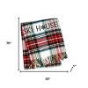 HomeRoots 55" X 70" Black Red And White Plaid Cotton Blend Ski House Embroidered Throw Blanket with Fringe - 3 of 4