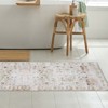Non-Slip Machine Washable 2x3 Vintage Print Area Rug, Distressed Low Pile Entryway Doormat for Kitchen Bathroom Bedroom, Taupe - 3 of 4